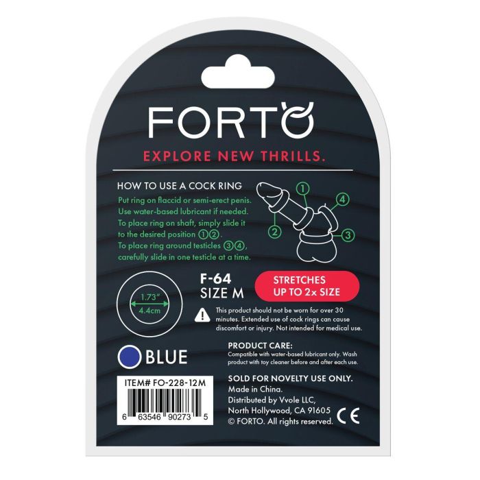 Anillo para el Pene Forto Azul M Ø 45 mm 2