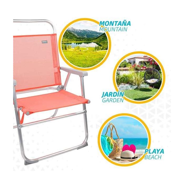 Silla pleg alu fija 48x50x88 cm c/asa-textileno-flamingo 4 Silla pleg alu fija 48x50x88 cm c/asa-textileno-flamingo 4