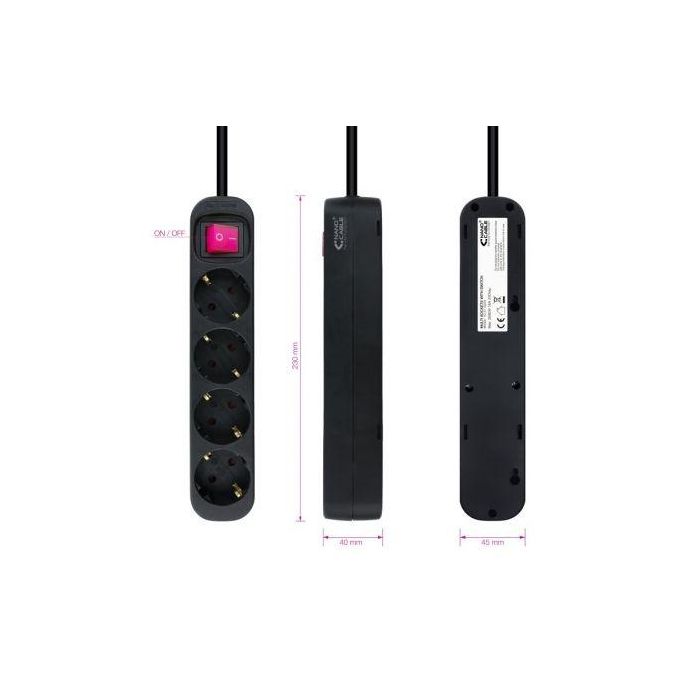 Nanocable 10.37.0004-BK Regleta de Enchufes con Interruptor, 4 Tomas con Tierra, Cable 1.4m, Protección Infantil, 3680W, Negro 2 Nanocable 10.37.0004-BK Regleta de Enchufes con Interruptor, 4 Tomas con Tierra, Cable 1.4m, Protección Infantil, 3680W, Negro 2