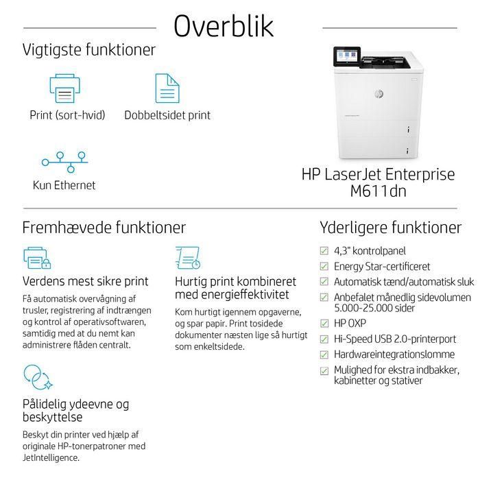 HP M611dn Impresora Láser Enterprise Dúplex con Red, JetIntelligence para Documentos Profesionales y Seguridad Avanzada 10