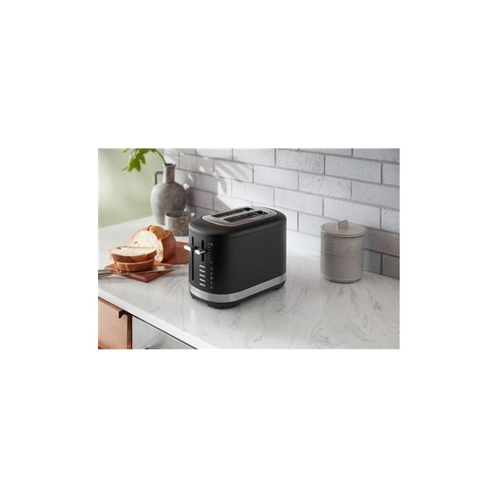 Kitchenaid Tostador 5KMT2109 para 2 Rebanadas Negro Mate con Ranuras Extranchas y 7 Niveles de Tueste 5