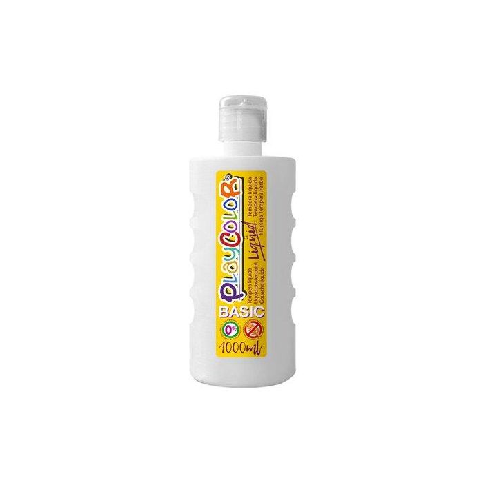 Tempera Playcolor Liqüid Liquida 1000 Ml (Botella) Blanco (Set de 6)