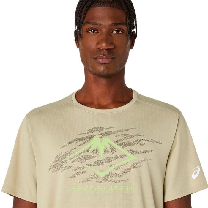 Camiseta de Manga Corta Hombre Asics Fujitrail Logo Beige 42 1