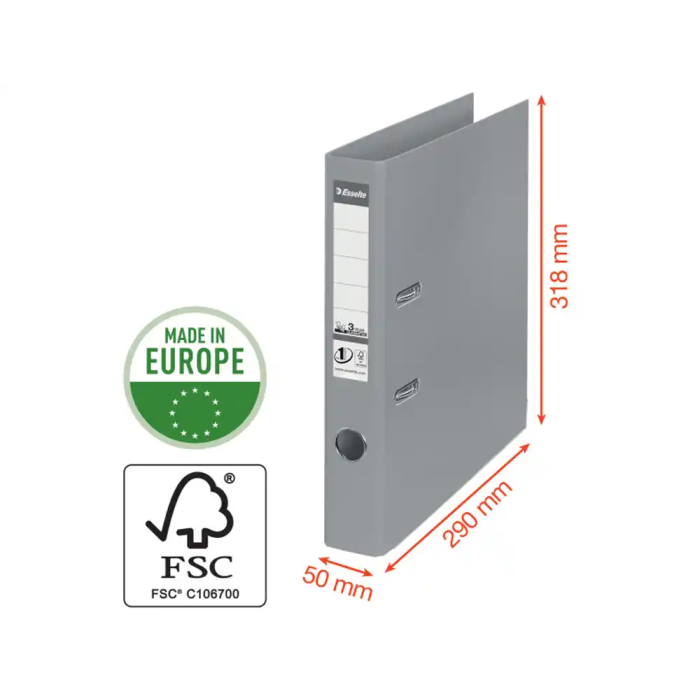 Esselte Archivador de Palanca N.1 Cartón Forrado DIN A4 Lomo 50 mm Color Negro 4