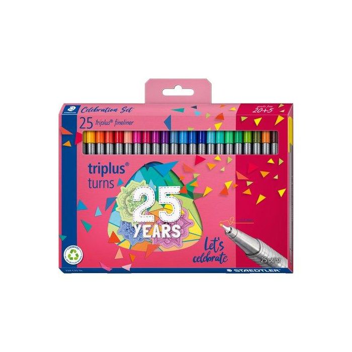Staedtler 334 Estuche 20+5 Rotuladores Triplus Fineliner Punta Superfina 0.3 mm, 48 Colores, Dry Safe