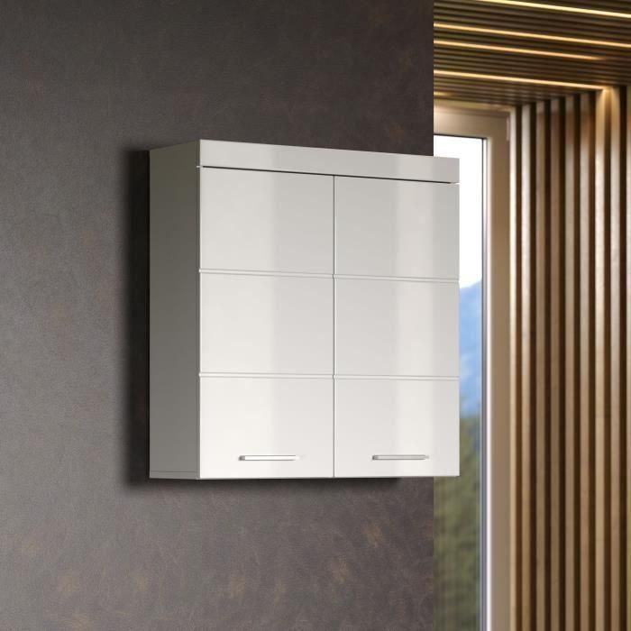 Trendteam Mueble de baño alto Amanda con 2 puertas, Blanco, L73 x P23 x H77 cm 1