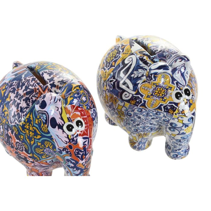 Hucha Mediterraneo DKD Home Decor Multicolor 11 x 11 x 14 cm (2 Unidades) 1 Hucha Mediterraneo DKD Home Decor Multicolor 11 x 11 x 14 cm (2 Unidades) 1