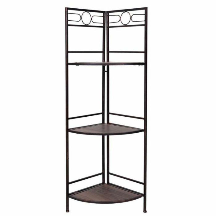 Estantería de Esquina Alexandra House Living Negro Dorado Metal Madera MDF 36 x 126 x 50 cm 4