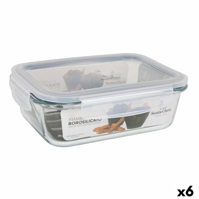 Fiambrera Hermética Santa Clara Transparente Rectangular 1L (6 Unidades) Fiambrera Hermética Santa Clara Transparente Rectangular 1L (6 Unidades)