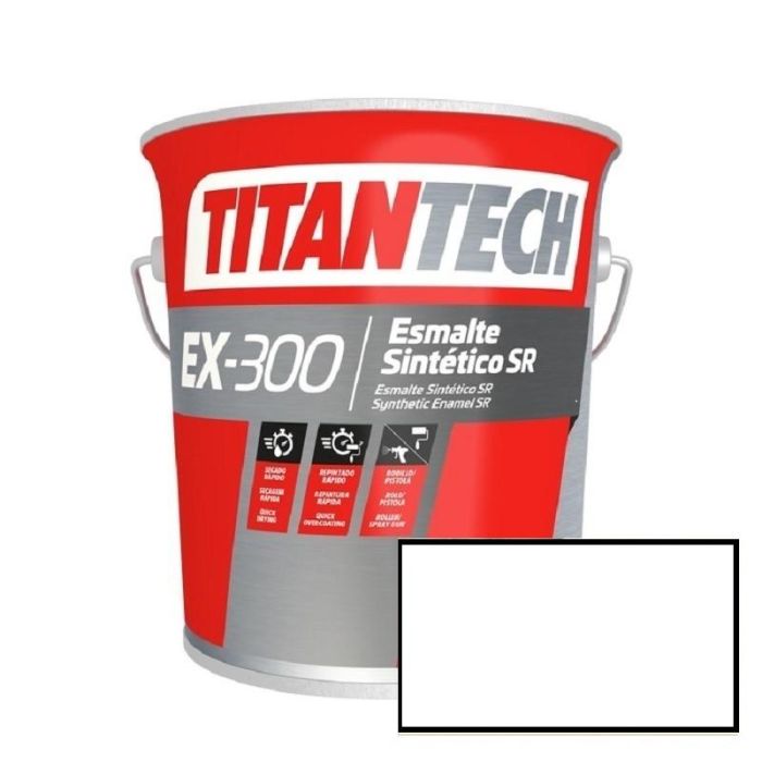 TITAN Ex300 566 Esmalte Sintético Industrial Alta Calidad Blanco RAL 9016 Secado Rápido 4L para Acero, Rodillo y Pistola