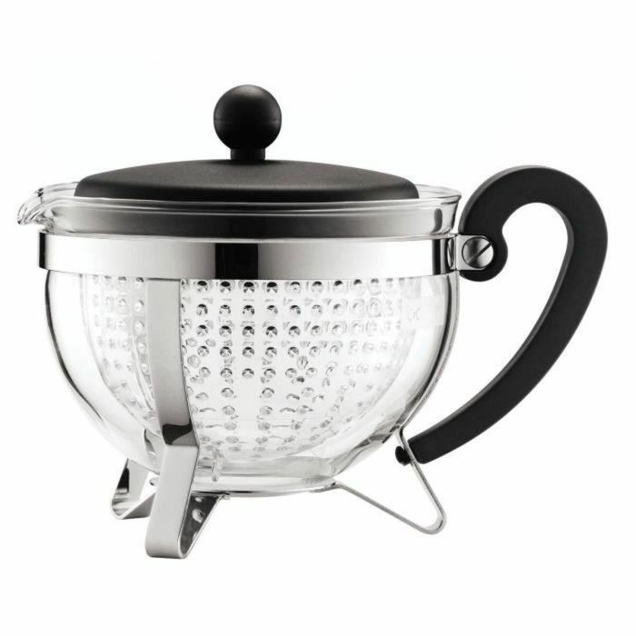 Bodum BOD0727015205137 Tetera Chambord 1 L de Vidrio y Acero Inoxidable Gris