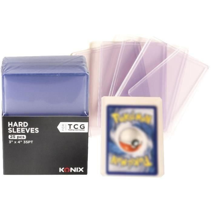 Konix Fundas Duras para Cartas, 25 Bolsillos, Transparente, Compatible con Magic The Gathering y Pokémon