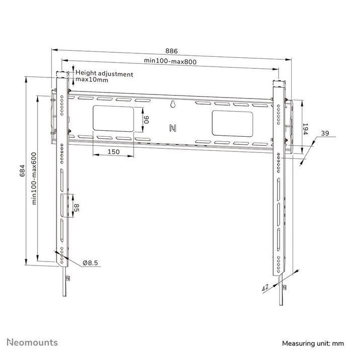 Neomounts WL30-750BL18 Soporte de Pared Fijo para Pantallas de 43-98", Hasta 125kg, VESA 100x100-800x600, Nivelación, Bloqueable 19