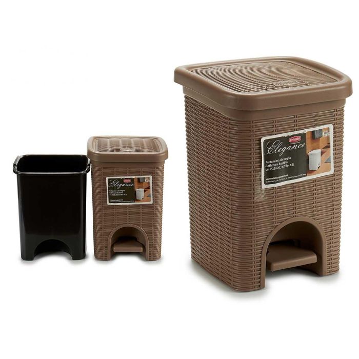 Stefanplast Papelera Elegance de Pedal con Cubo Extraíble 6L Beige Plástico 20.5x28x20.5 cm (6 Unidades) Stefanplast Papelera Elegance de Pedal con Cubo Extraíble 6L Beige Plástico 20.5x28x20.5 cm (6 Unidades)