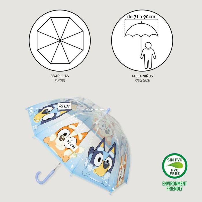 Cerdá Paraguas Manual Poe Burbuja con Diseño Bluey de 45 cm en Azul, Ideal para Niños a partir de 3 Años 1 Cerdá Paraguas Manual Poe Burbuja con Diseño Bluey de 45 cm en Azul, Ideal para Niños a partir de 3 Años 1