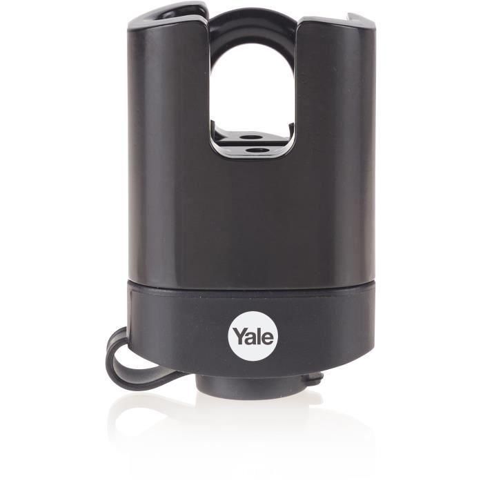 Yale Candado de Seguridad Máxima 52mm, Acero Laminado con Protección Termoplástica, Grillete Endurecido, Para Exteriores, 3 Llaves