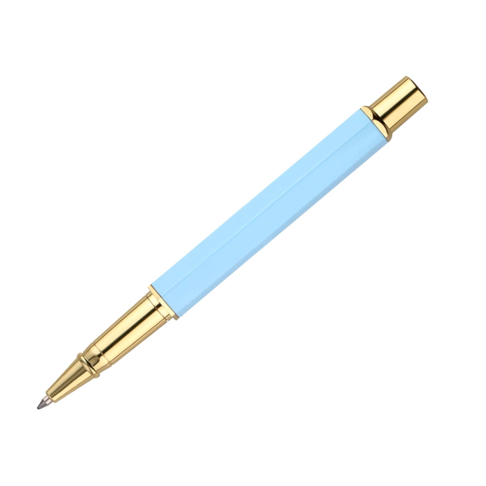 Belius Macaron Bliss Boligrafo Forma Hexagonal Celeste y Dorado Tinta Azul Punta 0.8 mm 3