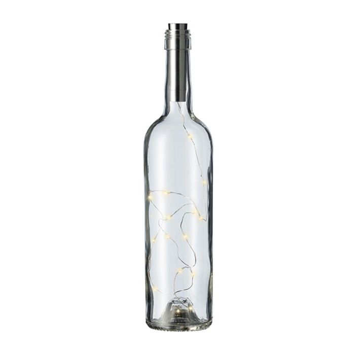 Lumineo Tapón guirnalda micro led para botella, 15 LEDs, luz cálida, temporizador 6 horas 1