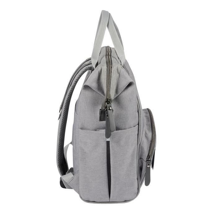 BEABA Bolso pañal Wellington unisex moderno, tipo mochila, gris jaspeado, con cambiador y bolsa isotérmica 3