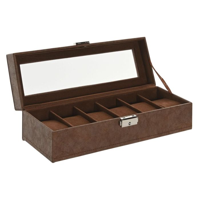 Caja-Joyero Home ESPRIT Marrón Poliuretano Cristal Madera MDF 30 x 10 x 8 cm Caja-Joyero Home ESPRIT Marrón Poliuretano Cristal Madera MDF 30 x 10 x 8 cm