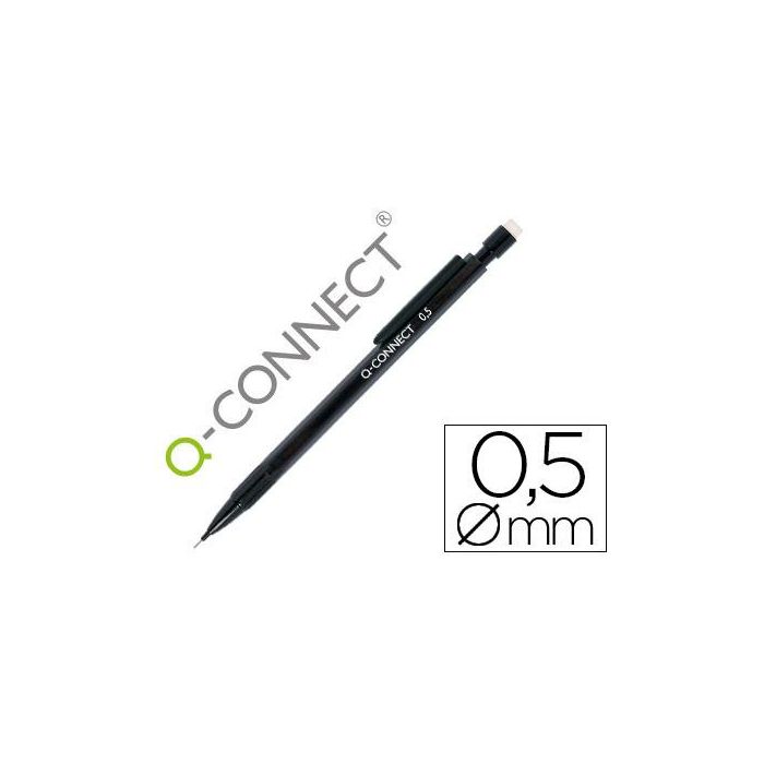 Portaminas Q-Connect 0,5 mm Con 3 Minas Cuerpo Negro Con Clip Negro