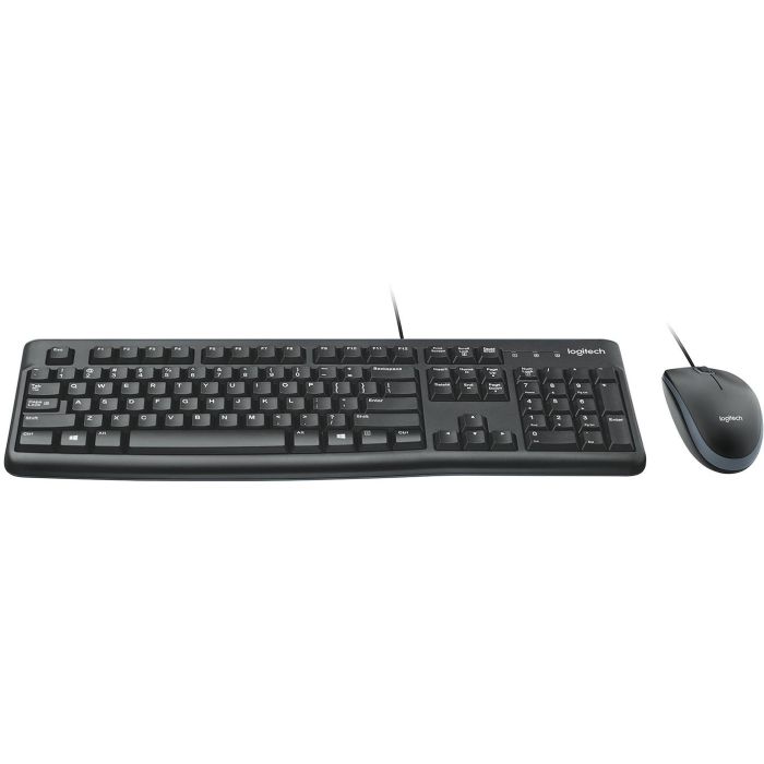 Logitech MK120 - Teclado y Ratón Alámbrico USB QWERTZ Checa Negro - Resistente a Derrames