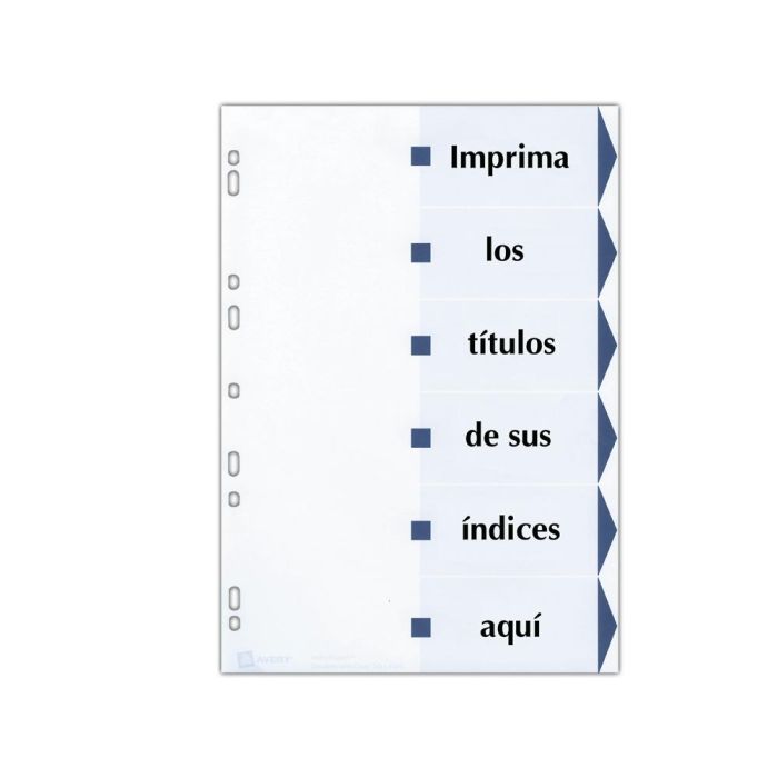 Avery Índices Separadores 12 Pestañas Personalizadas Index Maker Sin Agujeros 222x297 mm Blanco 1