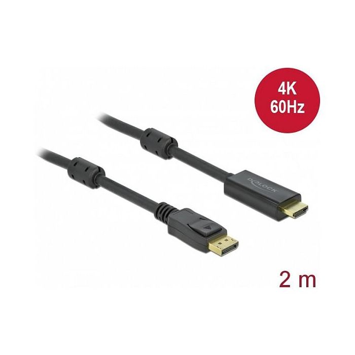 DeLOCK Cable Activo DisplayPort 1.2 a HDMI 4K 60Hz 2m
