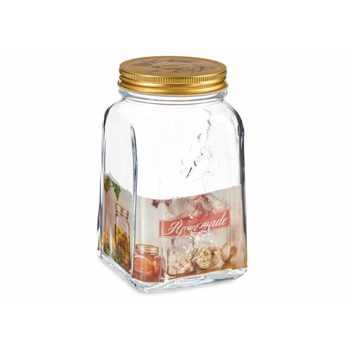 Pasabahce Tarro Homemade 1000 ml Vidrio y Metal Transparente y Oro 9.8 x 17 x 9.8 cm (Set de 12) 2