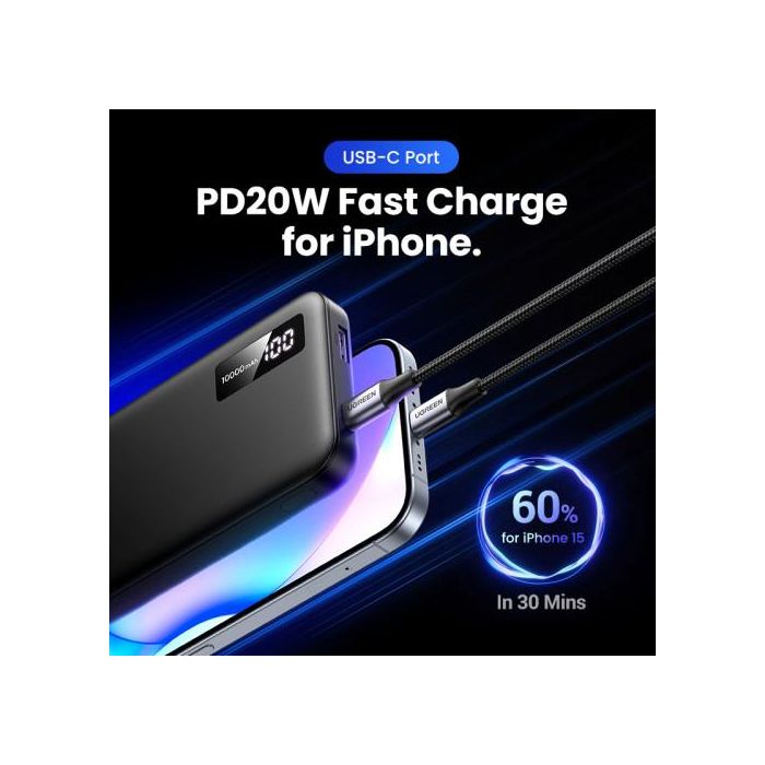 UGREEN UG25742 Batería Externa Power Bank Ión de Litio 10000 mAh Carga Rápida Negro