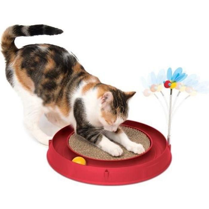 Circuito CAT IT 3 en 1 con bola y tabla de rascar - Ø 36 cm - Rojo - Para gatos