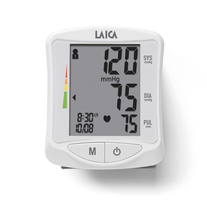 Laica Tensiometro digital de muñeca BM1006 blanco - Mide presión arterial y frecuencia cardiaca, 60 registros, pantalla LCD 1