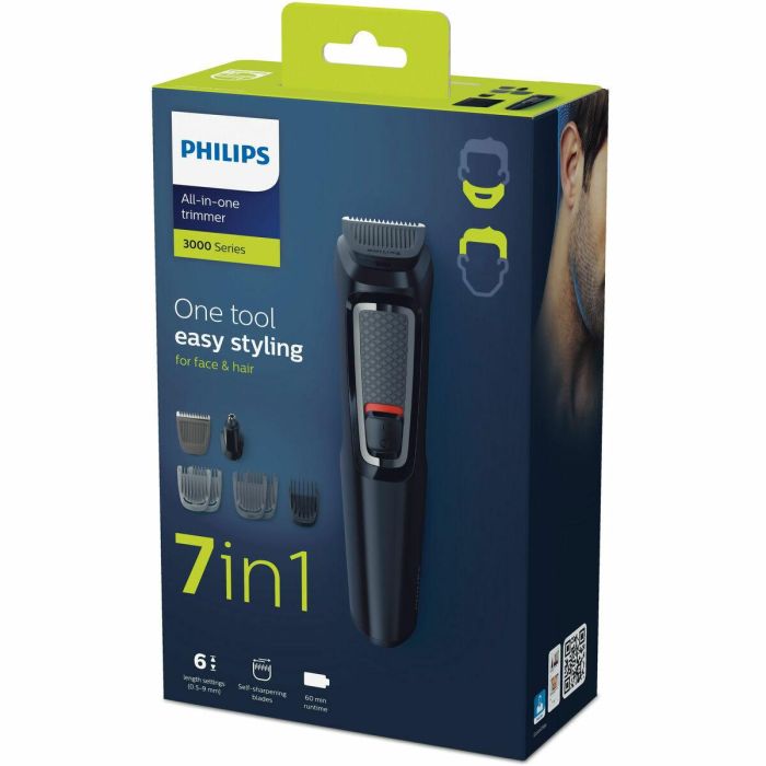 Philips MG3720/15 Multigroom Series 3000 Recortador 7 en 1 para Cara y Cabello, 60 min Autonomía, Cuchillas Autoafilables, Negro 1 Philips MG3720/15 Multigroom Series 3000 Recortador 7 en 1 para Cara y Cabello, 60 min Autonomía, Cuchillas Autoafilables, Negro 1