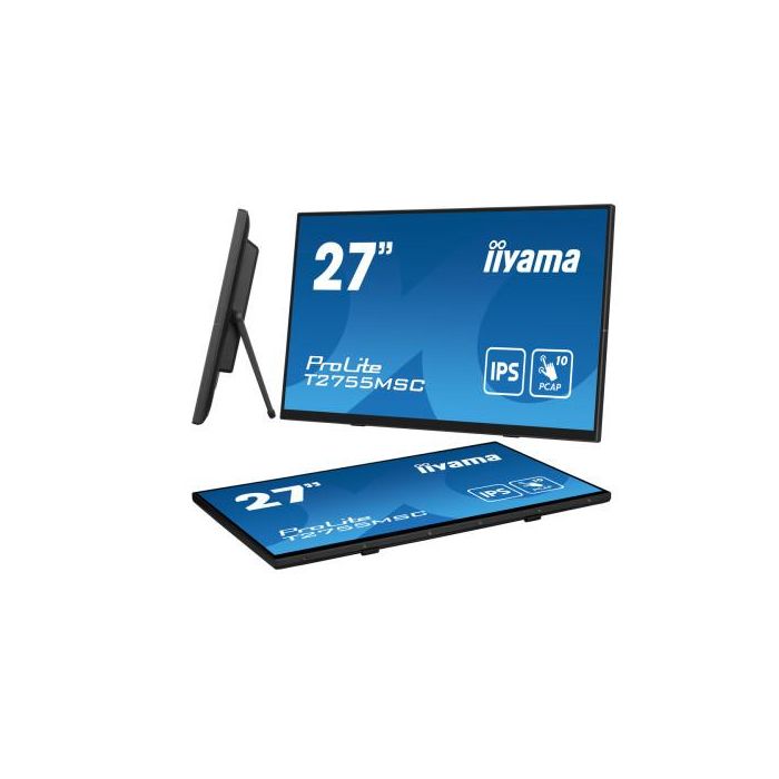 Iiyama Monitor Táctil 27" IPS Full HD 1920x1080, 10 Puntos Táctiles, HDMI, DisplayPort, USB Hub, Altavoces, Webcam y Micrófono Integrados, Soporte (T2755MSC-B1) 10