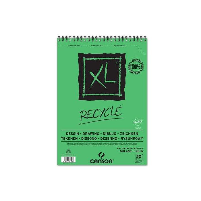 Bloc De Dibujo Canson Xl Reciclado Con Espiral Grano Fino Alveolado A4 160G 50H 5 unidades