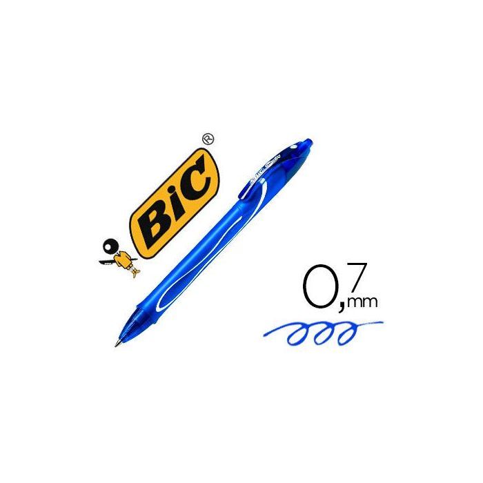 Boligrafo Bic Gelocity Quick Dry Retractil Tinta Gel Azul Punta De 0,7 mm 12 unidades