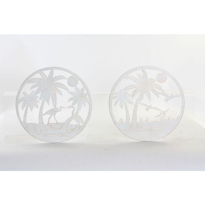 DKD Home Decor Decoración de Pared Estilo Mediterráneo con Palmeras de Metal Blanco 40x40x1 cm (4 Unidades) DKD Home Decor Decoración de Pared Estilo Mediterráneo con Palmeras de Metal Blanco 40x40x1 cm (4 Unidades)