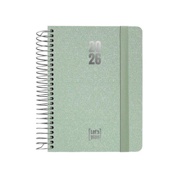 Agenda Anual (2026) Grafoplas Metallic Espiral Tapa Extradura Con Goma A6 150X120 S/V Verde