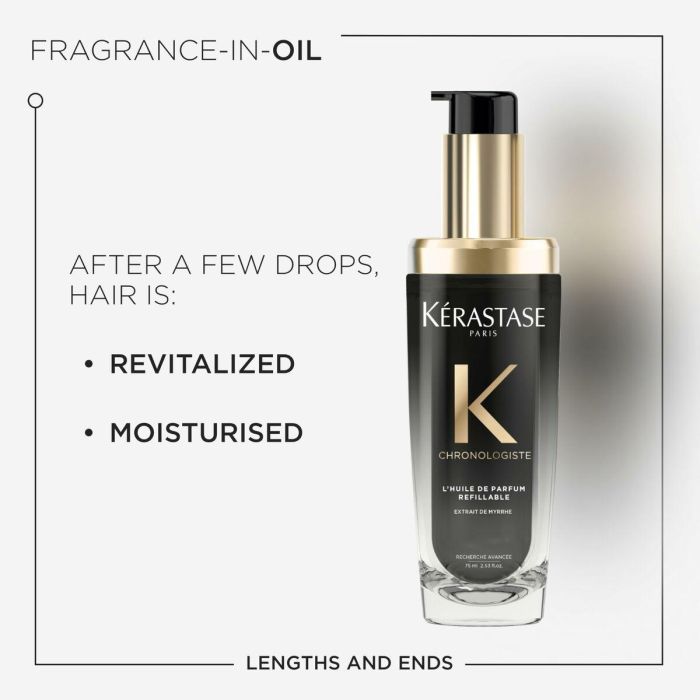 Kerastase Chronologiste L'Huile de Parfum Recargable 75 ml - Aceite Perfumado para Cabello con Extracto de Mirra, Rosa de Té y Maderas Ligeras 8