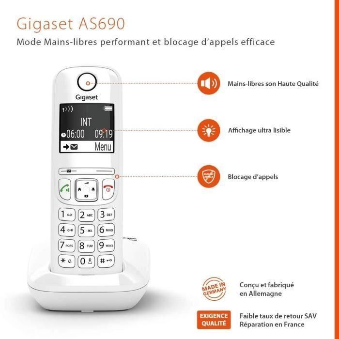 Teléfono fijo GIGASET AS690 Trio Blanco 2 Teléfono fijo GIGASET AS690 Trio Blanco 2