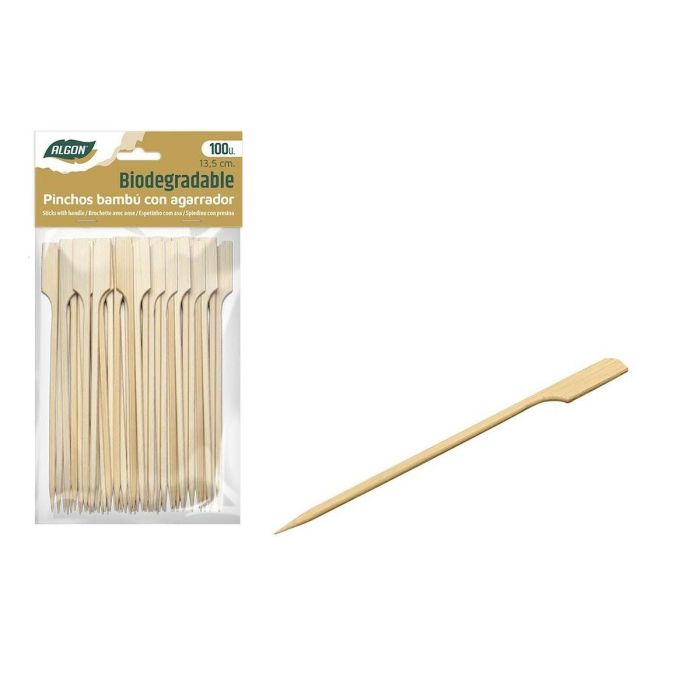 Set de Pinchos para Barbacoa Algon Bambú 100 Piezas 13,5 cm (18 Unidades) 1