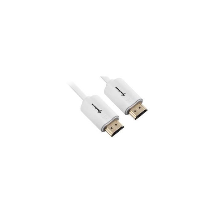 Sharkoon Cable HDMI a HDMI 4K 2m Blanco - Conectores tipo A Macho, 3D, 4096x2160 Píxeles, Contactos chapados en oro