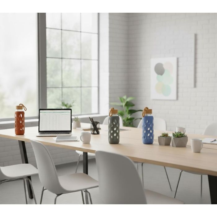 Inde Botella de Agua de Vidrio y Silicona 400 ml con Dimensiones 6x6x20 cm 10