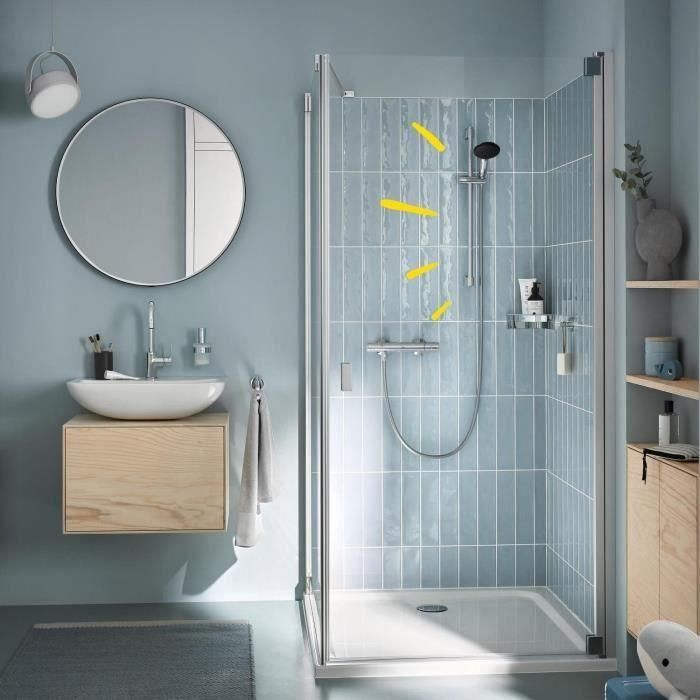Conjunto de ducha con mezclador termostático, rociador de 1 chorro, barra de 60 cm y flexo - GROHE 34597001 - Ahorro de agua - Cromo 1 Conjunto de ducha con mezclador termostático, rociador de 1 chorro, barra de 60 cm y flexo - GROHE 34597001 - Ahorro de agua - Cromo 1