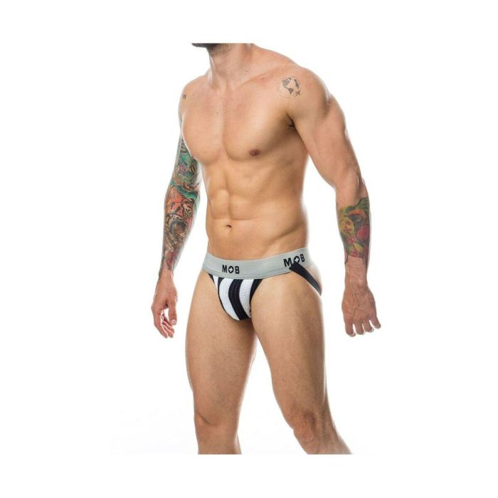 Tanga Mob Eroticwear Blanco Negro 1