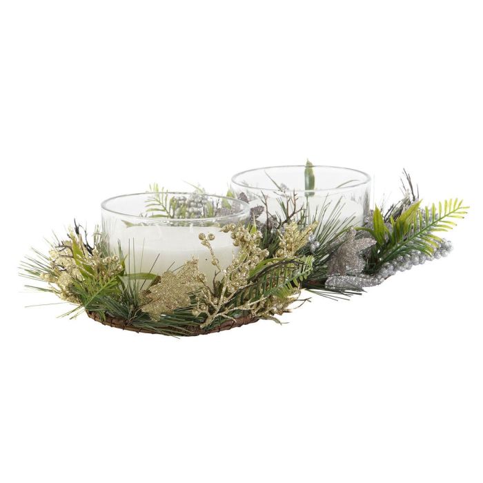 Vela Navidad Moderna DKD Home Decor Dorado Plateado 21.5 x 8.5 x 21.5 cm (2 Unidades) 2