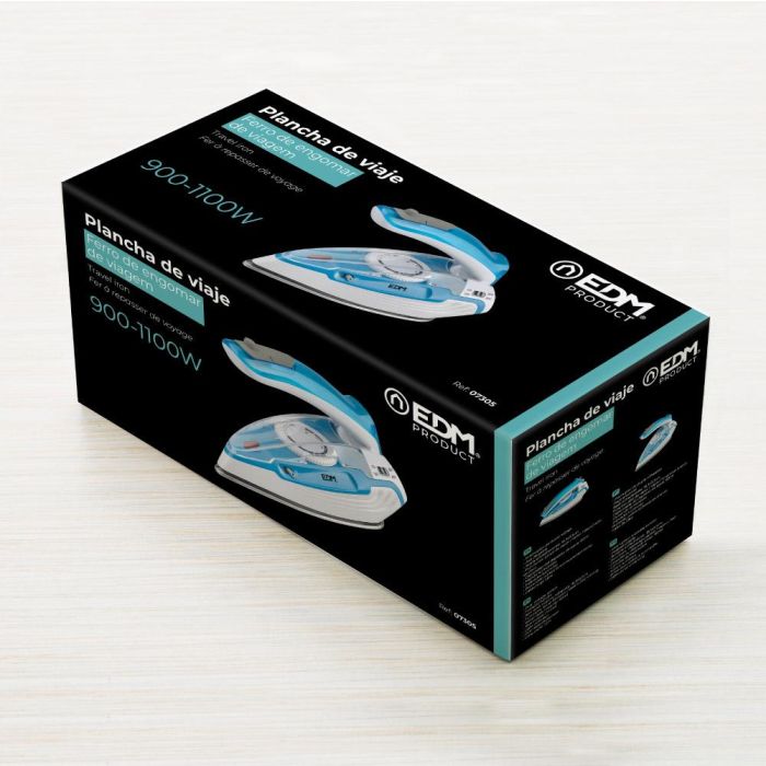 Edm Plancha de Vapor de Viaje 1100 W con Depósito 80 ml y Golpe de Vapor 4
