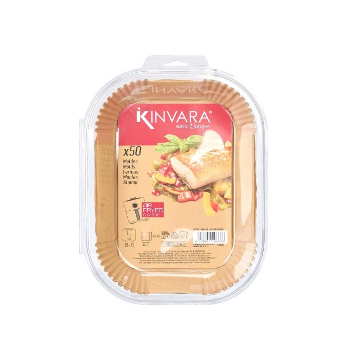 Set 50 Moldes Papel para Freidora de Aire Kinvara 22x30x14 cm - Marrón (24 Unidades) 2 Set 50 Moldes Papel para Freidora de Aire Kinvara 22x30x14 cm - Marrón (24 Unidades) 2