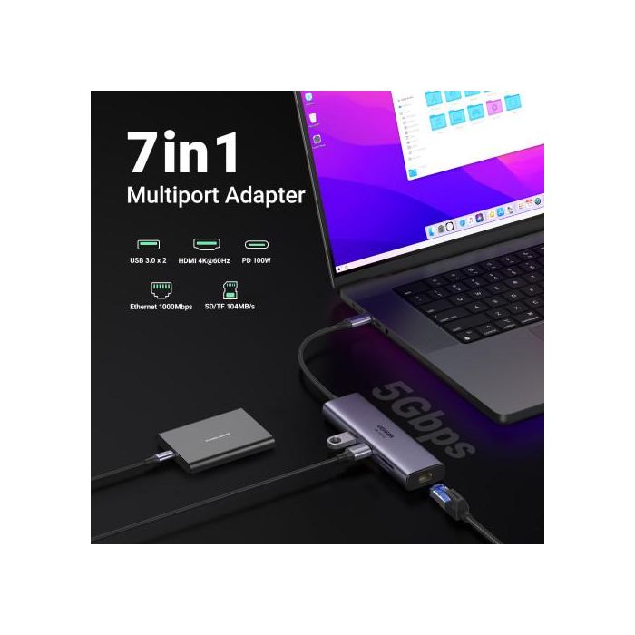 Ugreen 60515 Base para Portátil y Replicador de Puertos Alámbrico Usb 3.2 Gen 1 (3.1 Gen 1) Type-C Gris 2