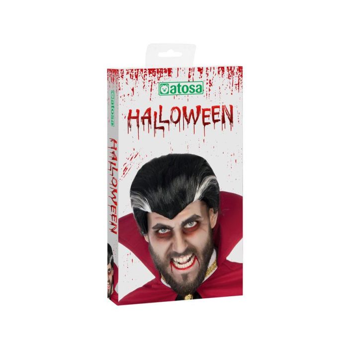Peluca Vampiro Tupé Negro Con Canas para Adulto - Disfraz Halloween Drácula 1 Peluca Vampiro Tupé Negro Con Canas para Adulto - Disfraz Halloween Drácula 1